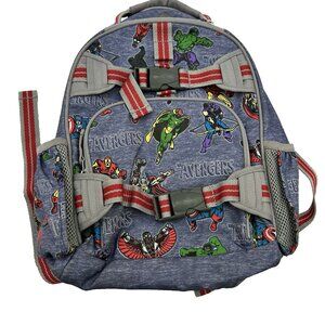 Pottery Barn Kids Blue Gray Avengers Glow in the Dark Backpack Canvas Bag Buckle